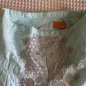 Sweet Light Blue Embroidered Women's Skirt